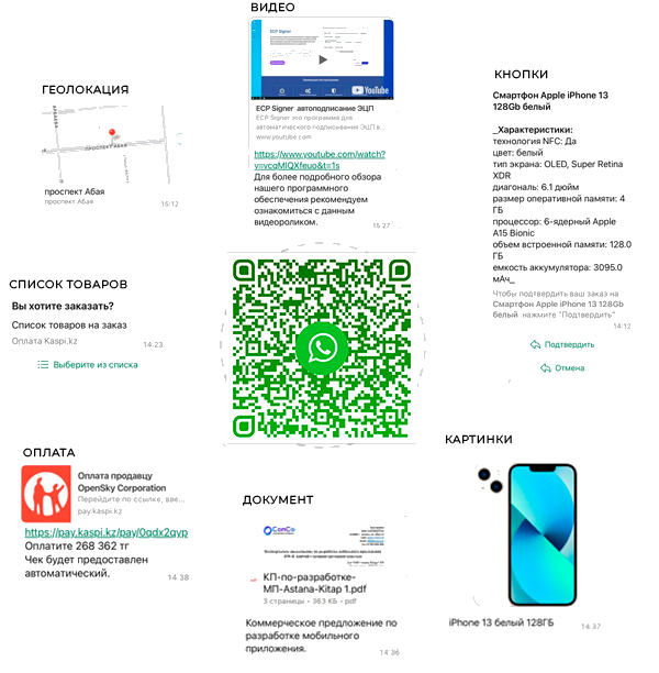 Все типы WhatsApp сообщений — видео, геолокация, кнопки, товары, документы, оплата